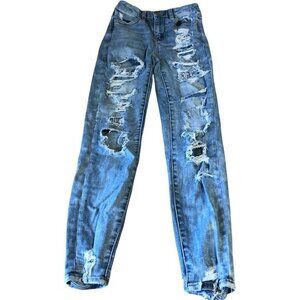 American Eagle Next Level Stretch Curvy Hi Rise Jegging Size 00 Short Distressed